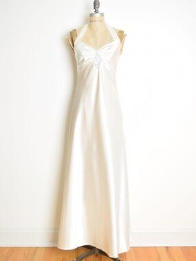 vintage Y2K prom wedding dress Jessica McClintock Gunne Sax satin maxi gown XS S